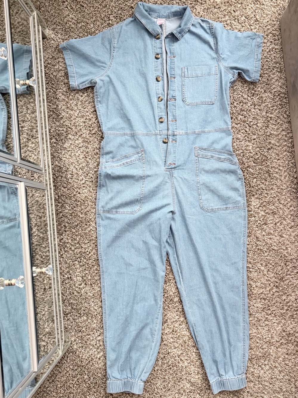 Light Blue Denim Utility Jumpsuit